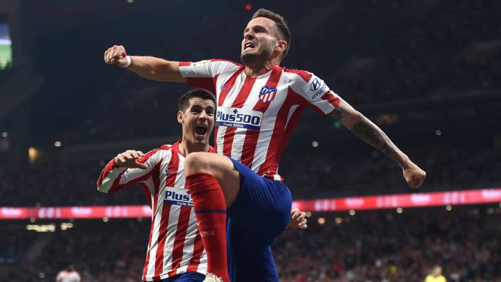 Saúl celebra el 1-0 en el Atlético-Athletic.