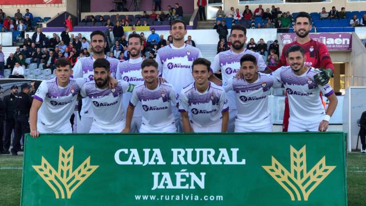 Los jugadores del Real Jaén, en un partido de la actual temporada.