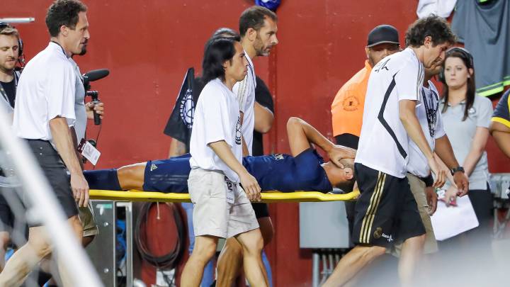 Asensio en el momento de la lesión.