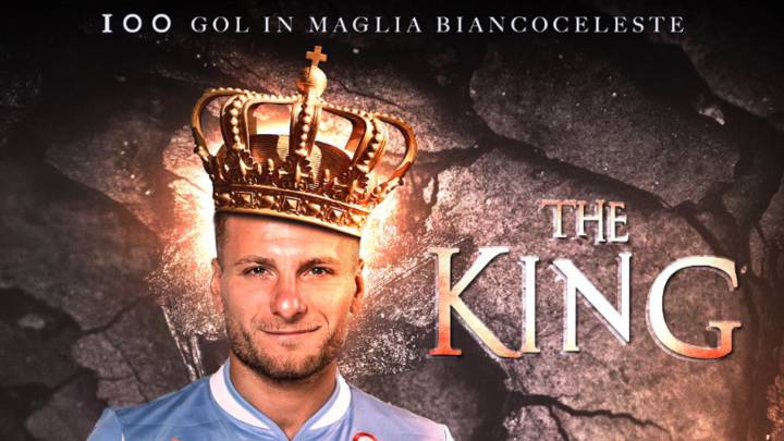 La Lazio celebró así los 100 goles de Immobile como biancoceleste.