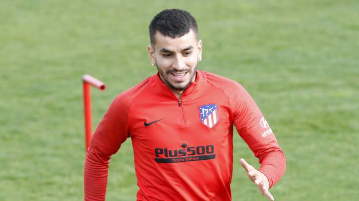 Correa, en el entrenamiento del Atlético.