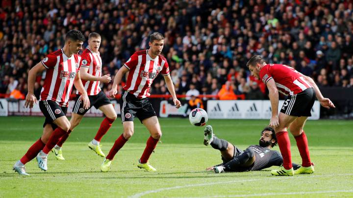 Jugadores del Sheffield United ante el Liverpool