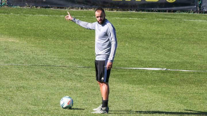 Edu Ramos, durante un entrenamiento del Cádiz.
