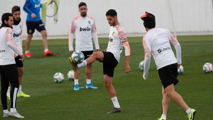 Vicente Esquerdo, durante el entrenamiento de esta mañana.