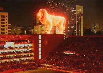 El espectacular león de fuego en la fiesta de Estudiantes