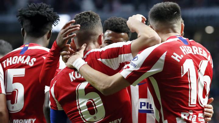 Koke celebra su gol al Espanyol.