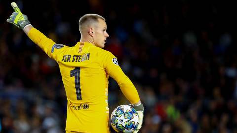 El guardameta alemán del Barcelona, Marc-André ter Stegen, durante un partido.