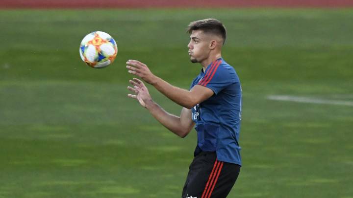 Montero, en un entrenamiento con la Sub-21.