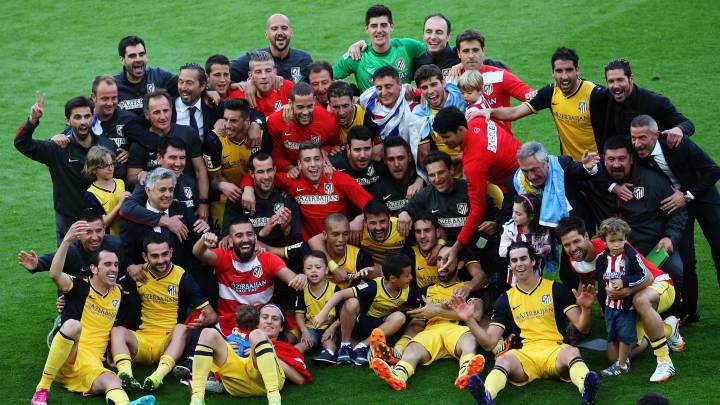 La plantilla del Atlético tras ganar el título de Liga.