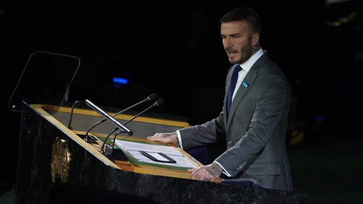 Beckham, en un acto de presentación de UNICEF.