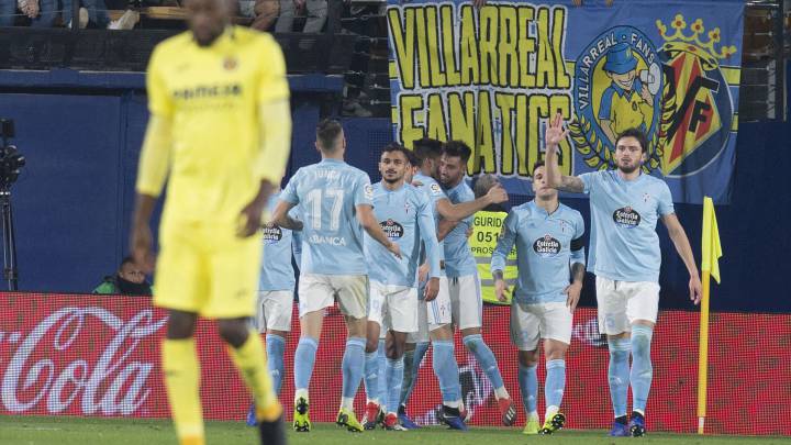 Los jugadores del Celta celebran uno de los tres goles marcados el año pasado en La Cerámica.