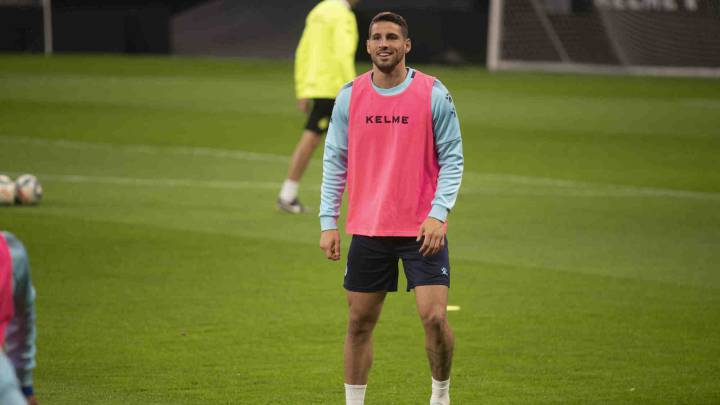 Calleri, durante el entrenamiento del Espanyol.