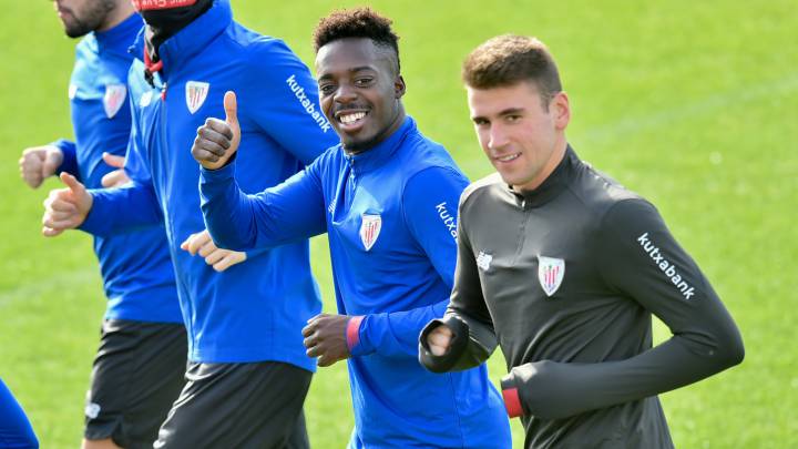 Williams, que hoy jugará su partido 134 consecutivo en LaLiga, en el entrenamiento de ayer