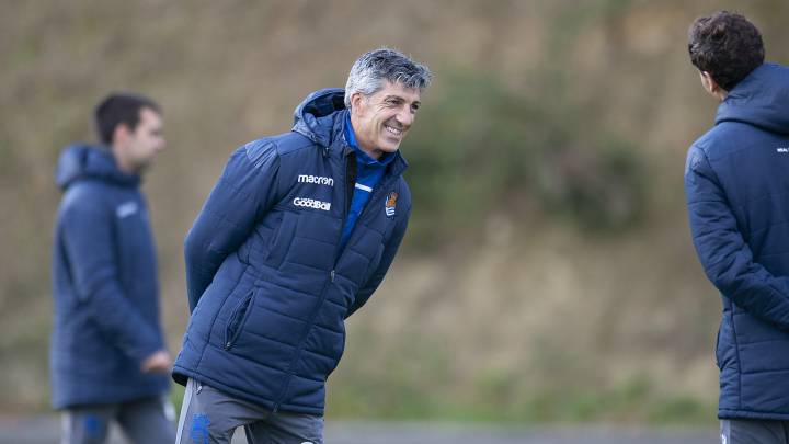 Imanol Alguacil, durante un entrenamiento de la Real Sociedad.