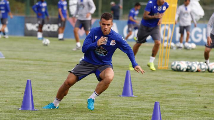 Aketxe en un entrenamiento del Deportivo
