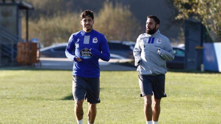 Beto da Silva en un entrenamiento con el Deportivo