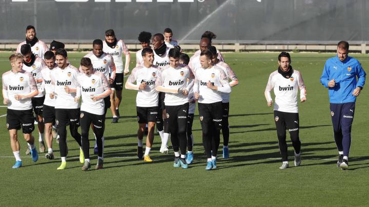 Imagen de un entrenamiento del Valencia.