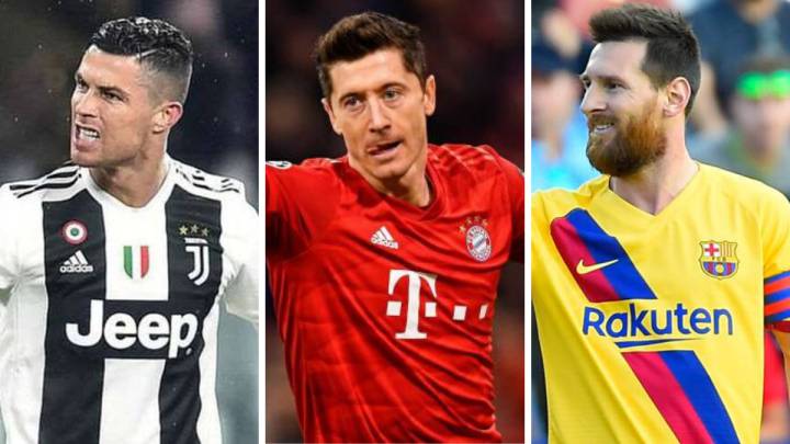 Cristiano Ronaldo (Juventus), Robert Lewandowski (Bayern Munich) y Leo Messi (Barcelona).