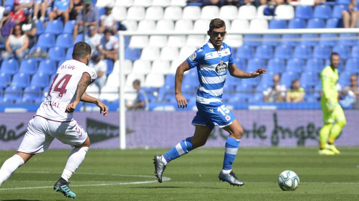 Montero, en el partido de Riazor ante el Albacete.