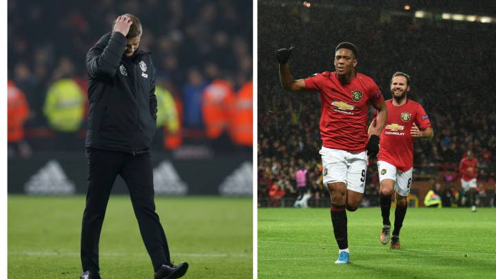 Solskjaer, Martial y Mata.