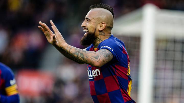 Vidal celebra un gol ante el Alavés