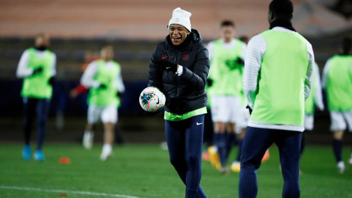 Mbappé, en un entrenamiento del PSG.