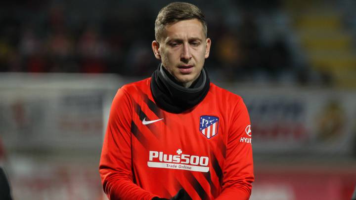 Saponjic, en el calentamiento previo al Cultural-Atlético.