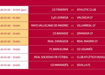 Horarios y árbitros de Copa