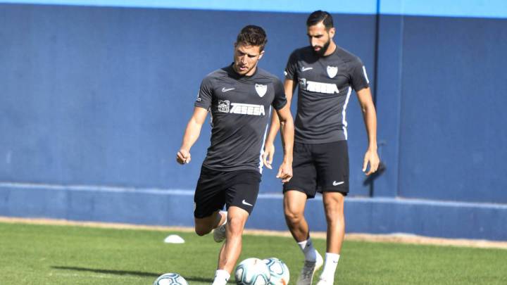 Keko Gontán en un entrenamiento con el Málaga