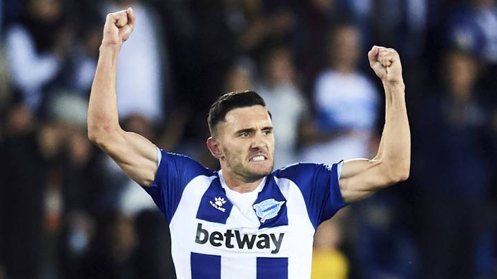 Lucas Pérez celebra un gol