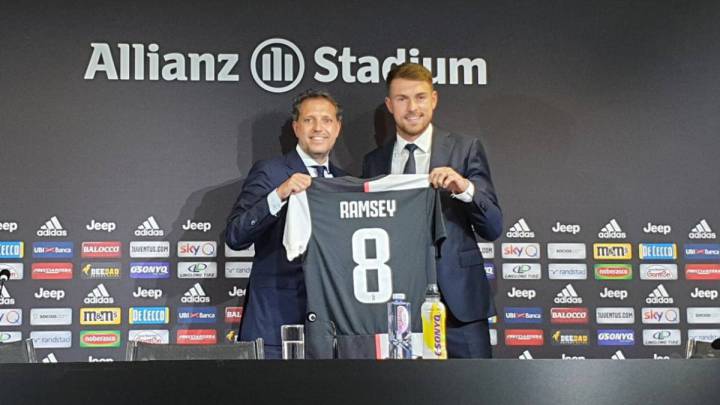 El centrocampista galés de la Juventus, Aaron Ramsey, en su presentación.