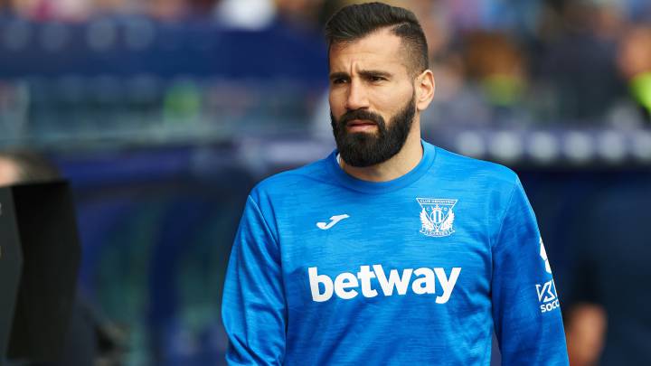 Siovas, en un entrenamiento con el Leganés.