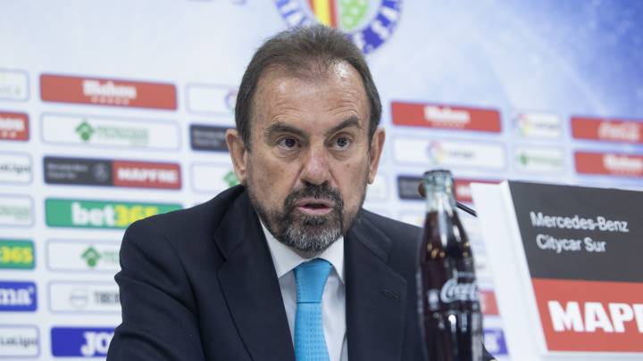 Ángel Torres, en una comparecencia como presidente del Getafe.