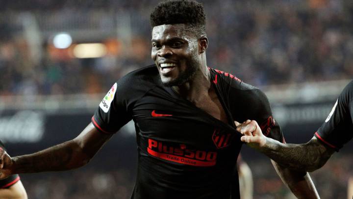 Thomas celebra su gol en el valencia-Atlético (2-2)