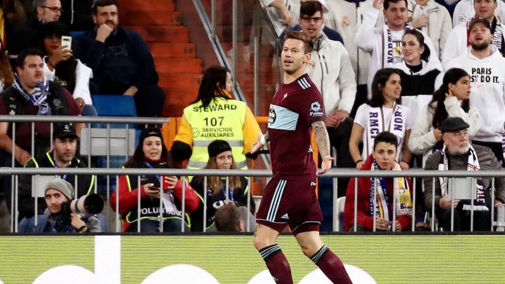 Fedor Smolov celebra el tanto anotado contra el Real Madrid en el Santiago Bernabéu.