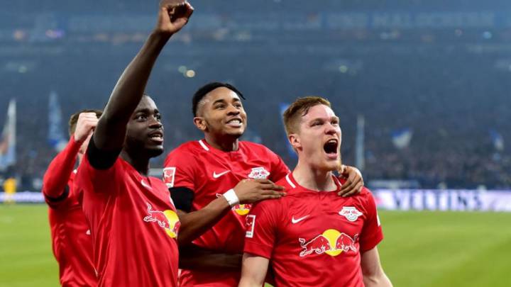 Los jugadores del Leipzig celebran un gol