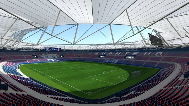 Maqueta del proyecto de la reforma del Ciutat de València con la instalación de una cubierta sobre todo el estadio.