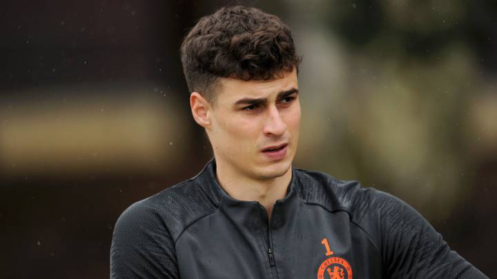 El guardameta español del Chelsea, Kepa Arrizabalaga, durante un entrenamiento.