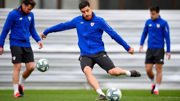 El Athletic, en el entrenamiento de ayer.