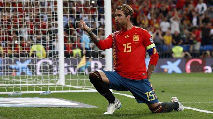 Sergio Ramos celebra un gol