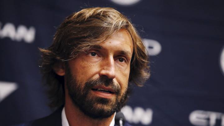 Italian international soccer player Andrea Pirlo is introduced as New York City FC's third Designed Player, at an event in New York, July 23, 2015. The 36-year-old former Juventus and Milan player will join the Major League Soccer (MLS) team for the rest of 2015 season. REUTERS/Mike Segar