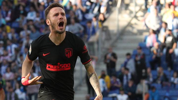 Saúl celebra su gol ante el Espanyol el 1 de marzo pasado. Vuelve a hablar del ERTE del Atleti, en Onda Madrid.