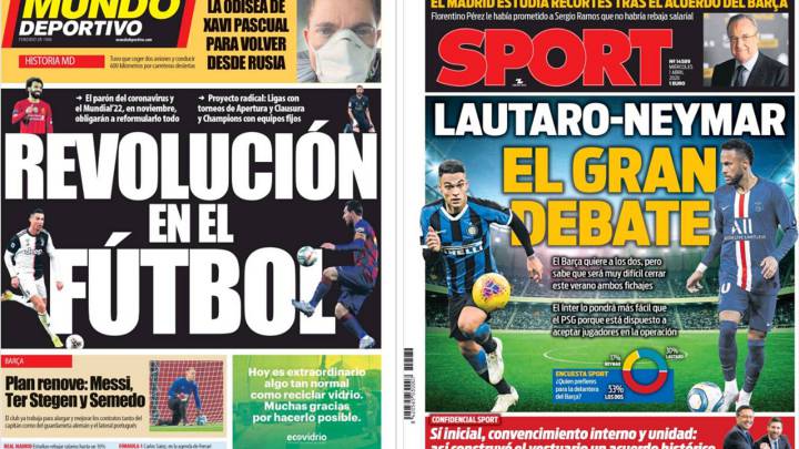 Neymar-Lautaro, la prensa de Barcelona ya habla del dilema