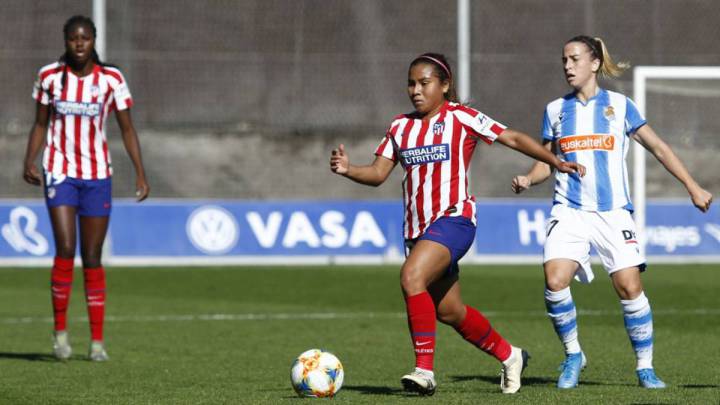 Leicy Santos, del Atlético, en un partido de la Primera Iberdrola ante la Real Sociedad.