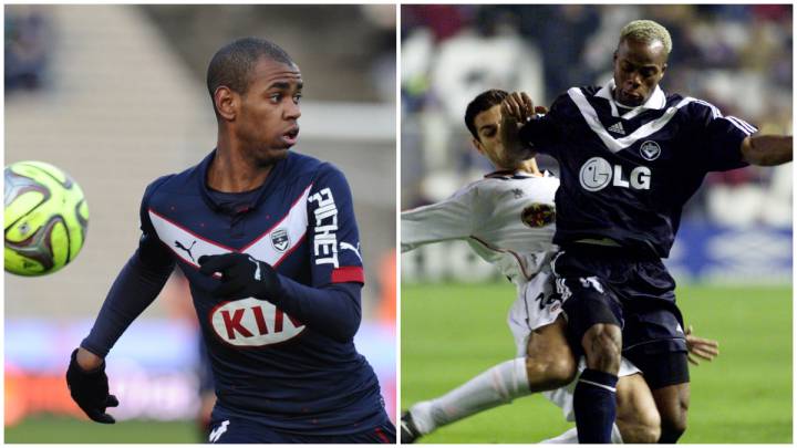 Diego Rolan y Sylvain Wiltord en partidos con el Girondins de Burdeos