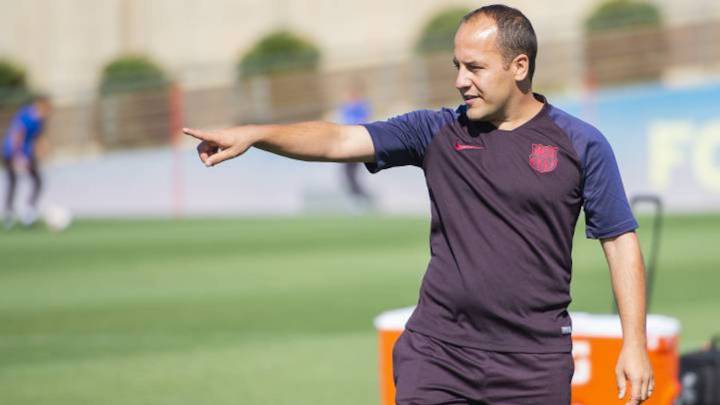 Lluís Cortés durante un entrenamiento con el Barcelona.