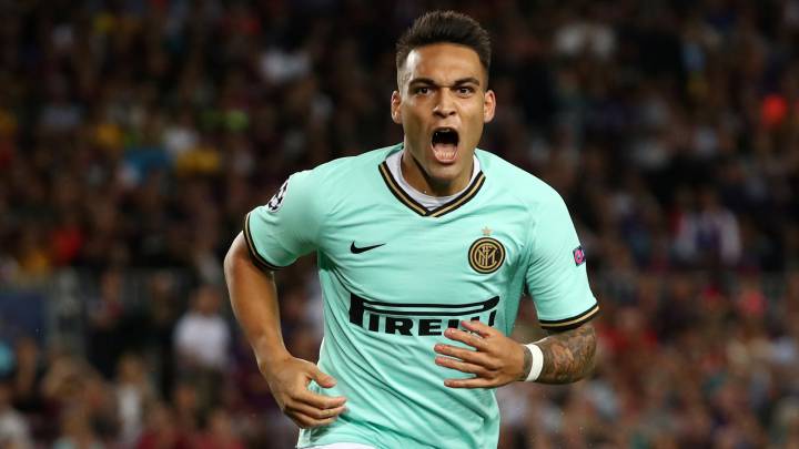 El delantero argentino del Inter de Milán, Lautaro Martínez, durante un partido.