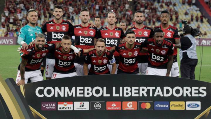 Los jugadores del Flamengo, antes de un partido.