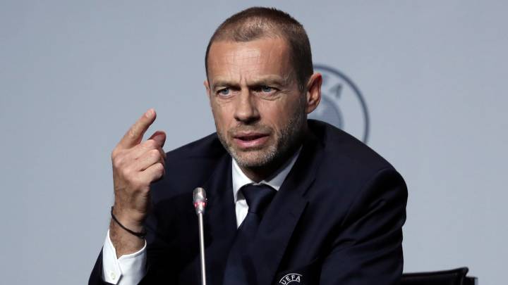 Ceferin, presidente de la UEFA, durante una comparecencia pública.