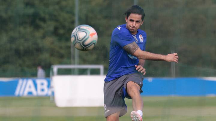 David Simón en un entrenamiento del Deportivo